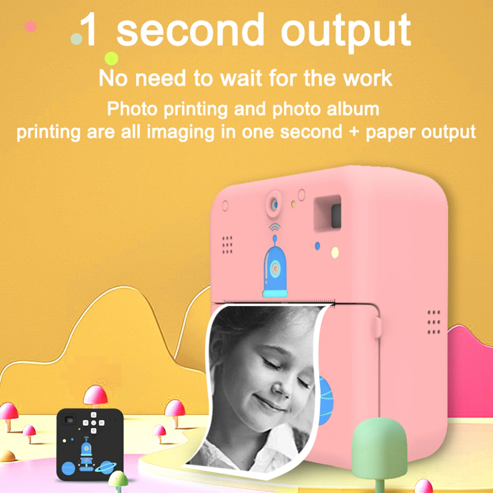 Popular Vintage Kids Children Mini Photo Printer 1080P Instant Print Camera Wireless Thermal Label for Travel List Work Memo