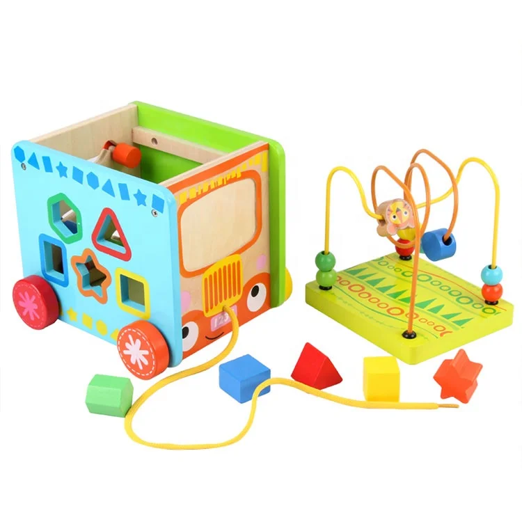 2019 Chinese Wooden 5-side Bead Maze Baby Walker toys for the Infant Baby Educational Toy kits