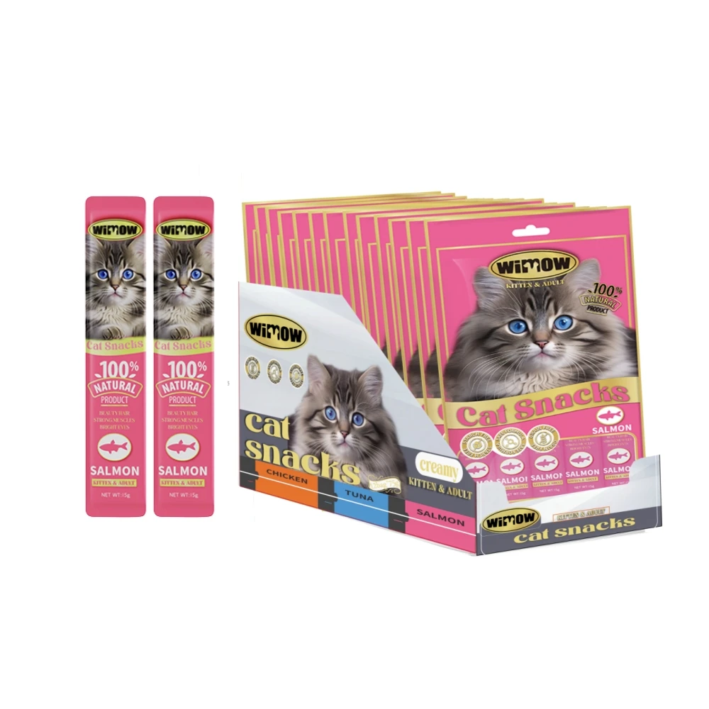 Factory wholesale pet treats chicken new wimow brand natural cat food wet Chicken Tuna Fish Creamy Cat Treats Snacks