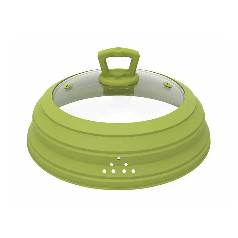 Homesun Multifunctional foldable silicone microware heating anti splatter cover with air holes