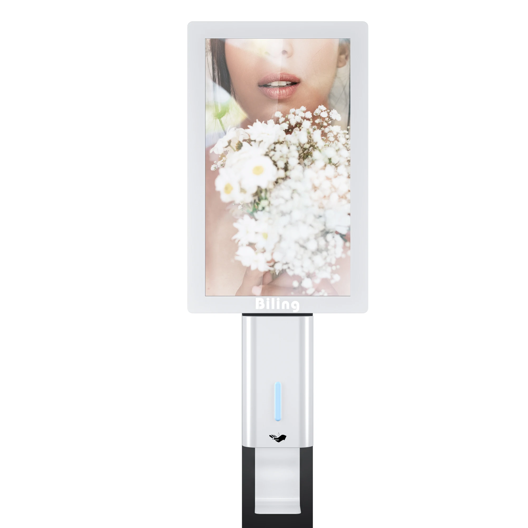 напольный киоск рекламы тотема palyer digital signage и дисплеи дезинфицирующее средство для