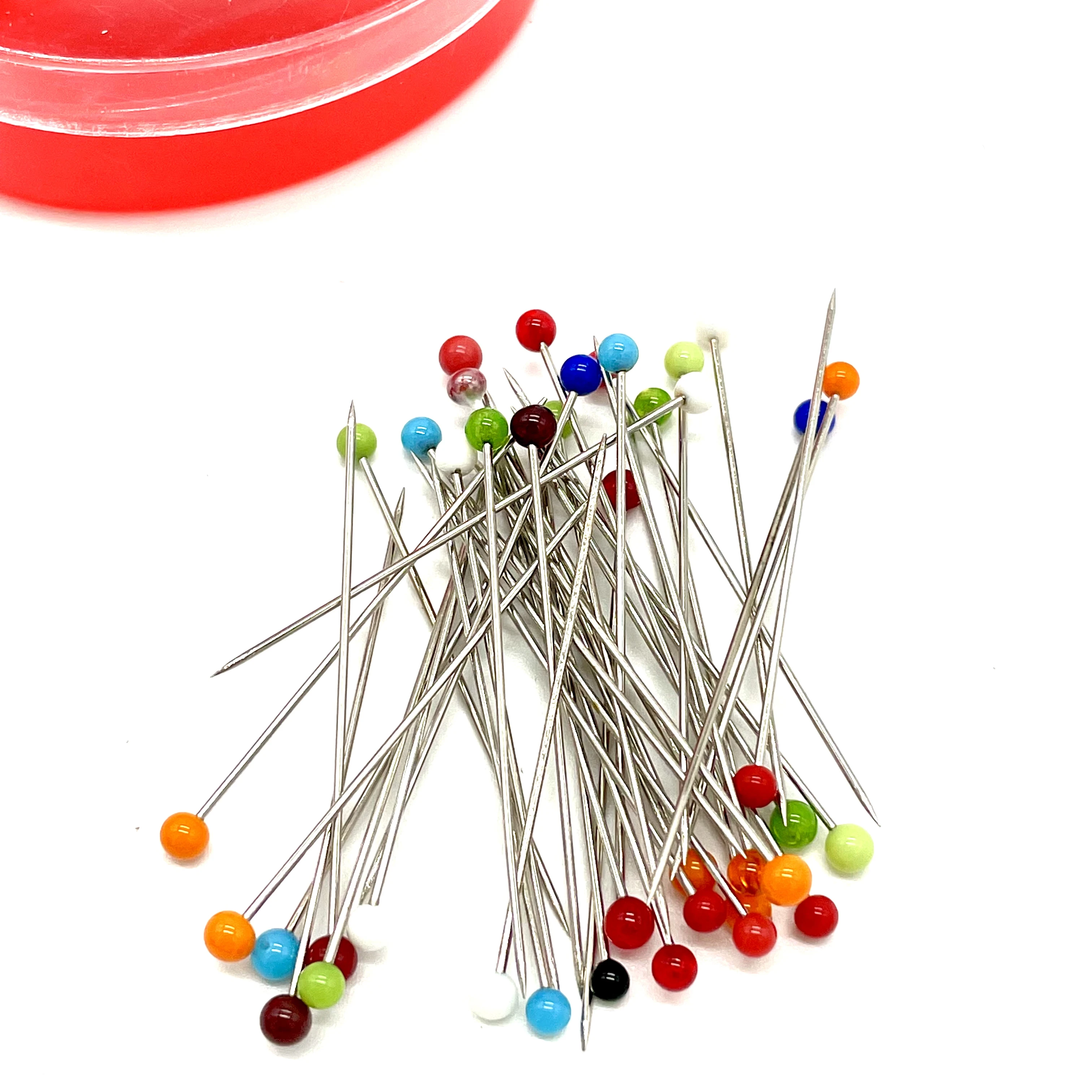 Factory Wholesale High Quality 40 Pcs Color mixing sewing needle Oval Storage Box Glass Head Pins