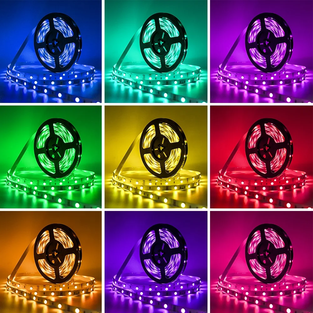 
5050 12 V IR/APP/music/BT sensing intelligent remote flexible RGB non waterproof LED strip lights 