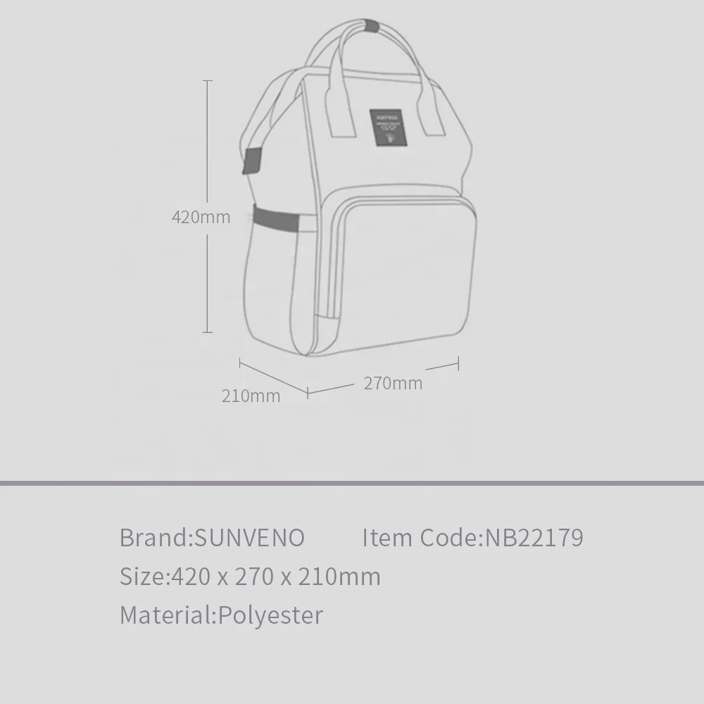 Стеганая сумка для подгузников Sunveno, большая дорожная сумка для мам для ухода за детьми, рюкзак для детской коляски