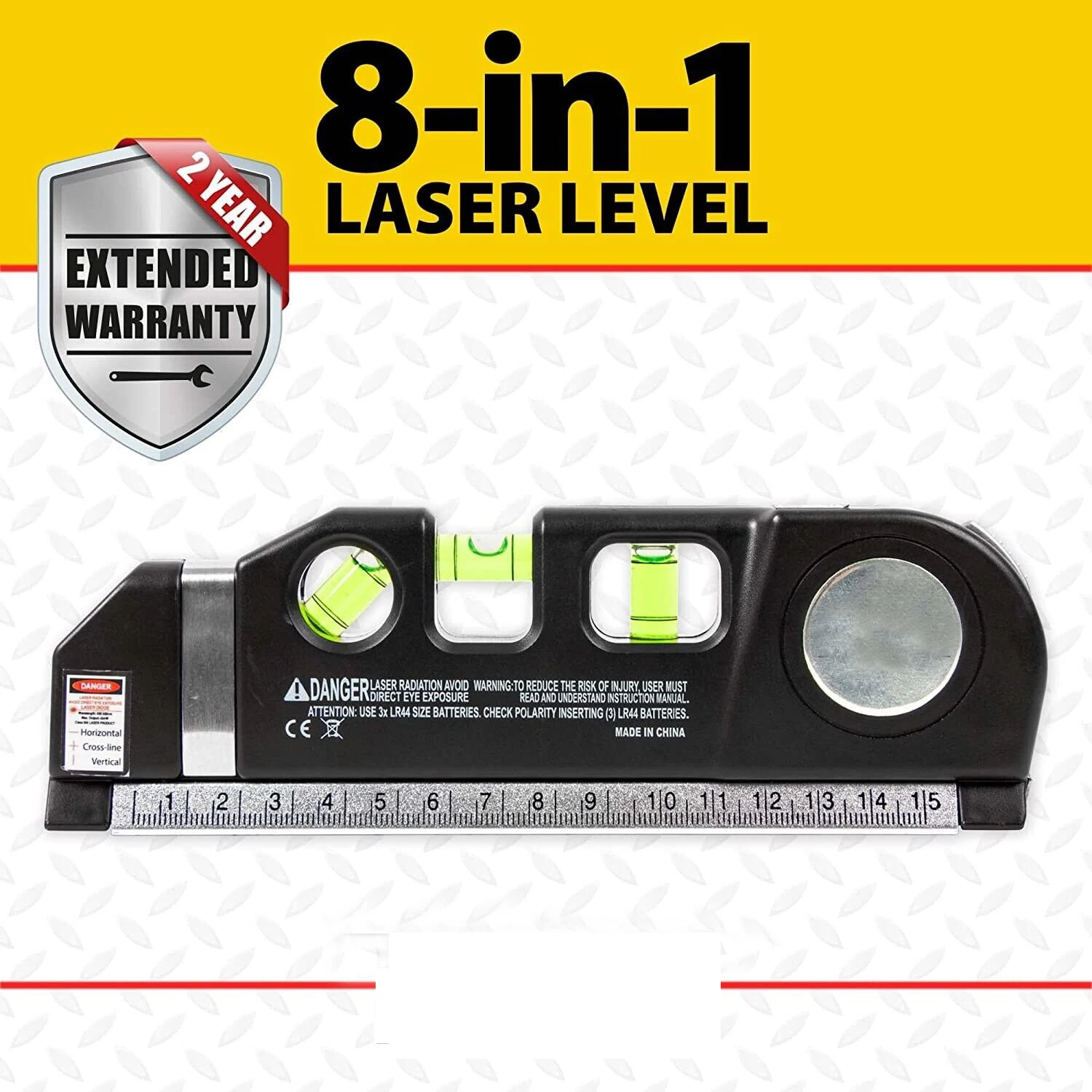 8 in 1  Multi Purpose Laser Level-3X Spirit Levels -3X Red Laser Pointer
