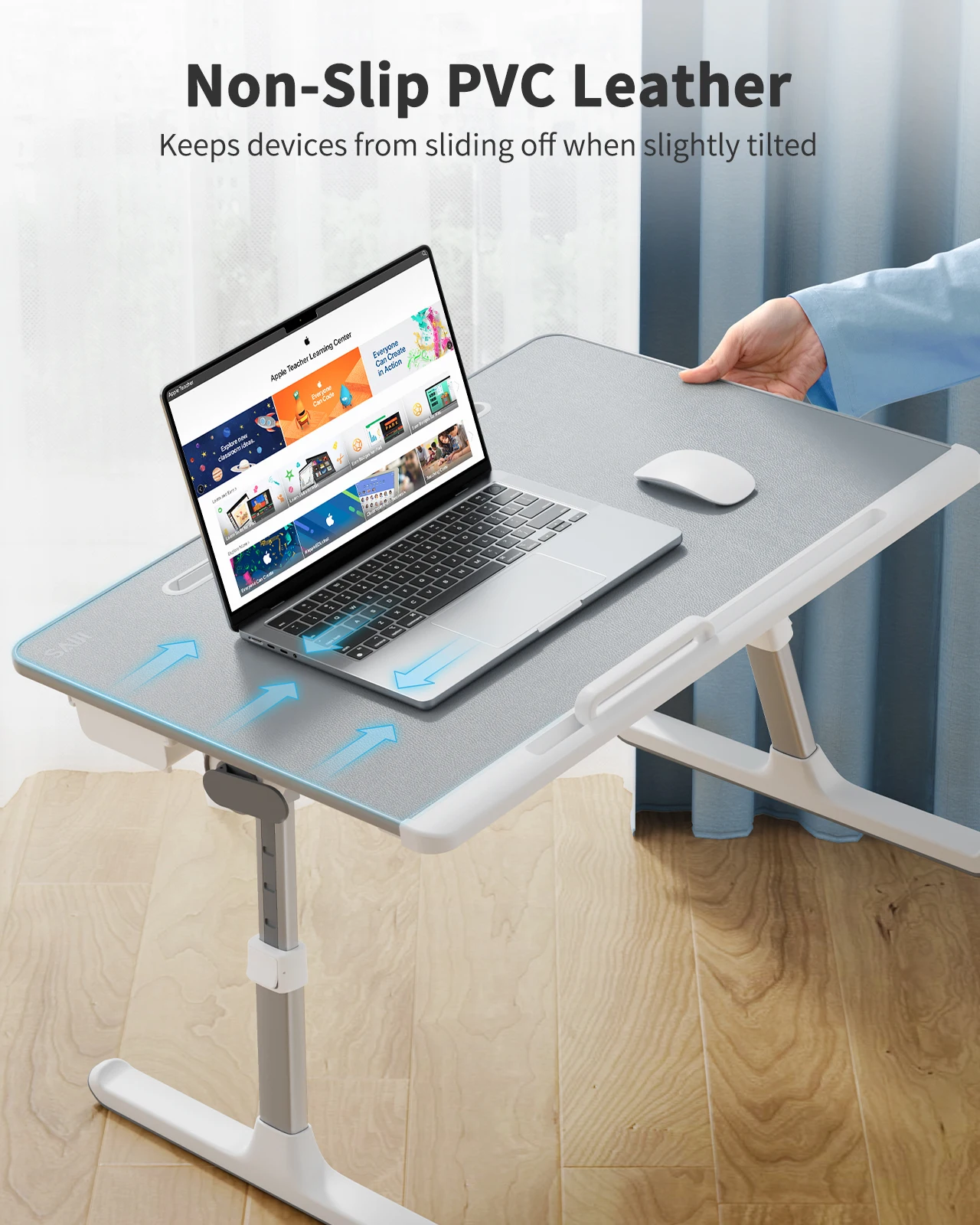 Factory OEM Order accepted STUDY Lap Desk Foldable Workstation Notebook Riser PVC Leather Ergonomic Adjustable Laptop table