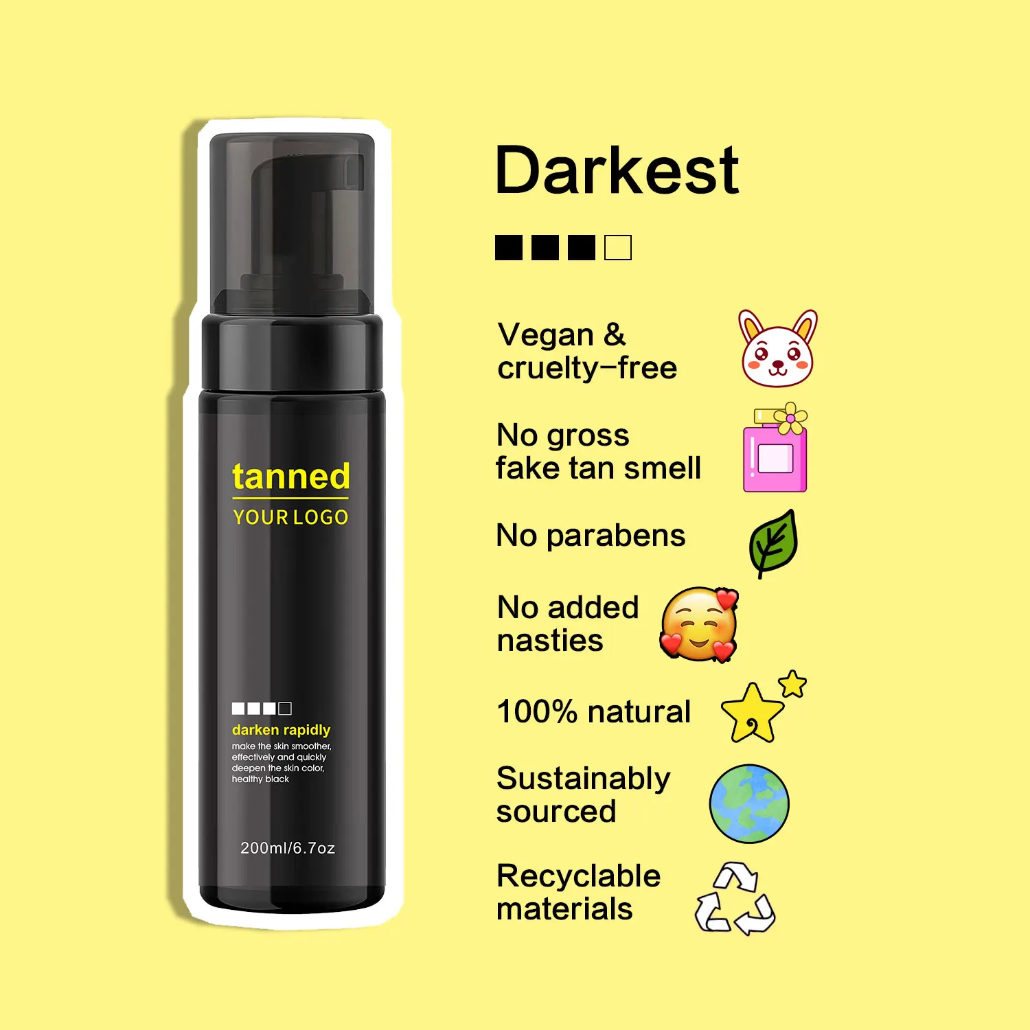 Best Instant Dark Body Bronzer Vegan Sun Self Tanner Spray Mousse Coconut Sunscreen Tanning Lotion