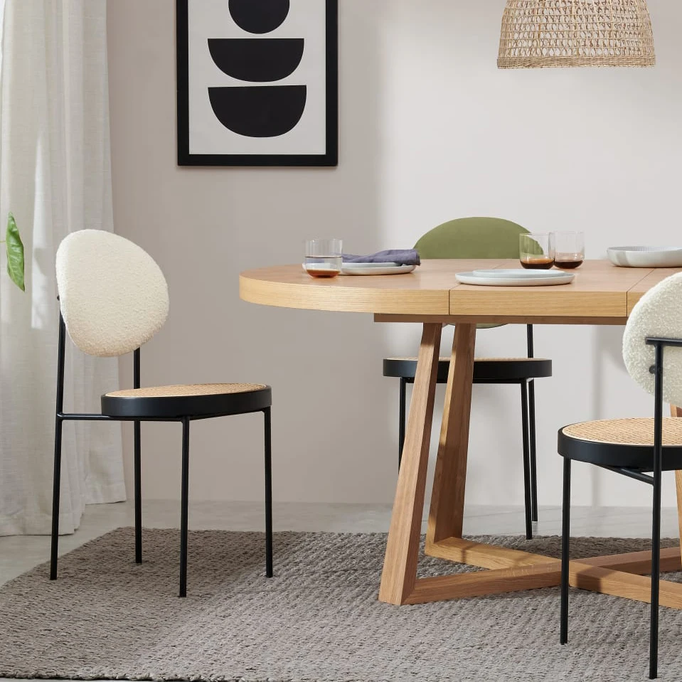 Best Selling Nordic Modern Pierre Jeanneret Black Brown Natural Wood Cane Wicker Rattan Back Office Dining Arm Chair