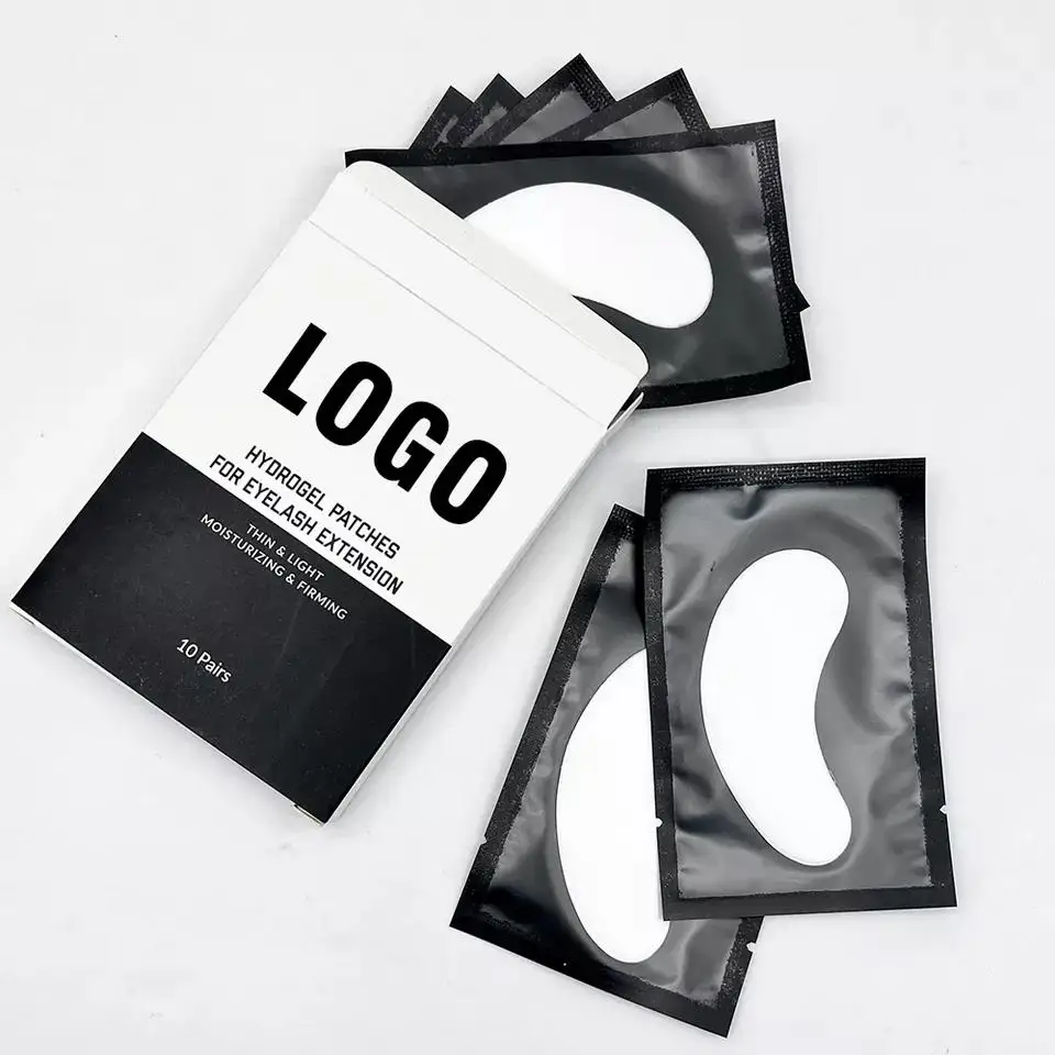 Private Label Pink Black Under Eye Gel Patch Collagen Lash Eyepatch Cotton Eyelash Extension Hydrogel Eyelash Pad Eye Pads
