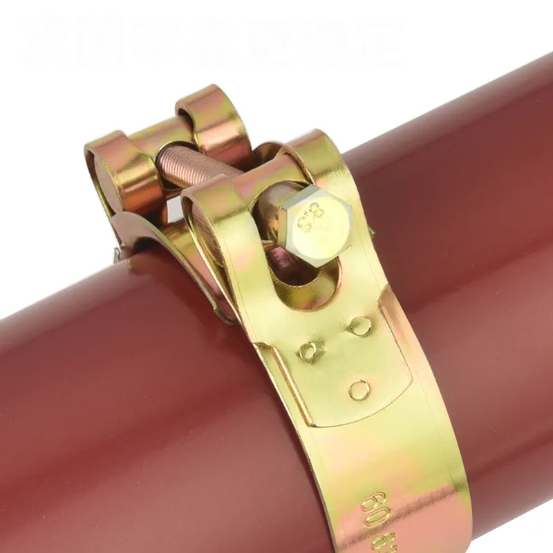 Yellow Zinc Plated Carbon Steel European Type Heavy Duty Hose Clamp Adjustable Bolt Pipe for Tube Connection