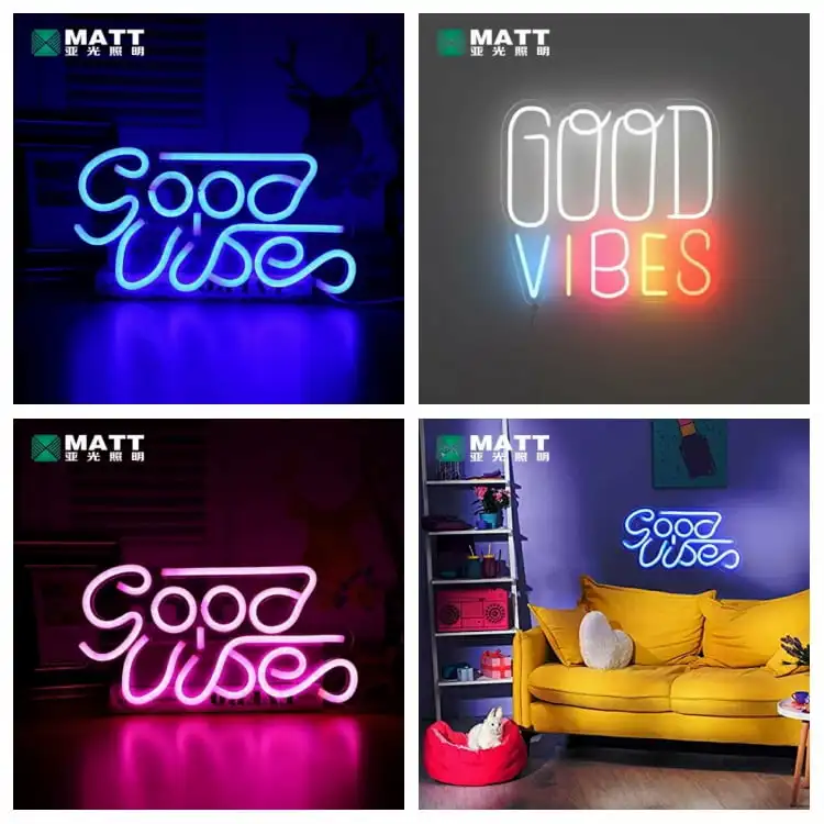 Matt dropshipping neon wedding supplies decorations personalized custom last name neon sign good vibes only neon light