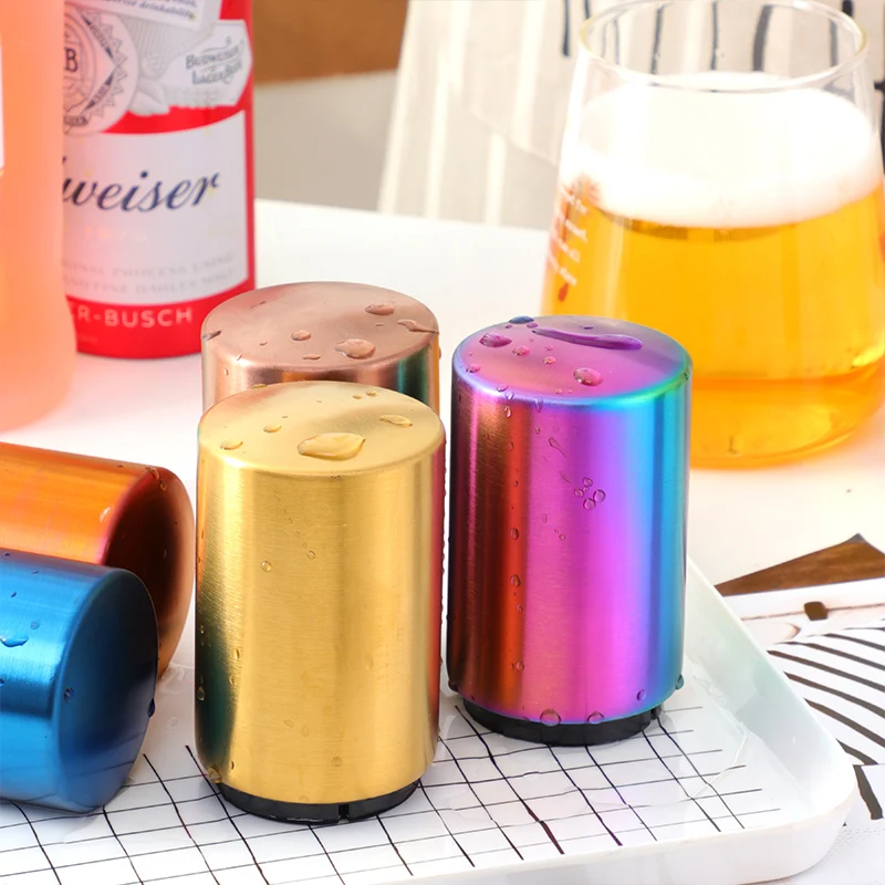 Kitchen Bar Home Gifts Metal Automatic Push Down Custom Stainless Steel Beer Bottle Opener