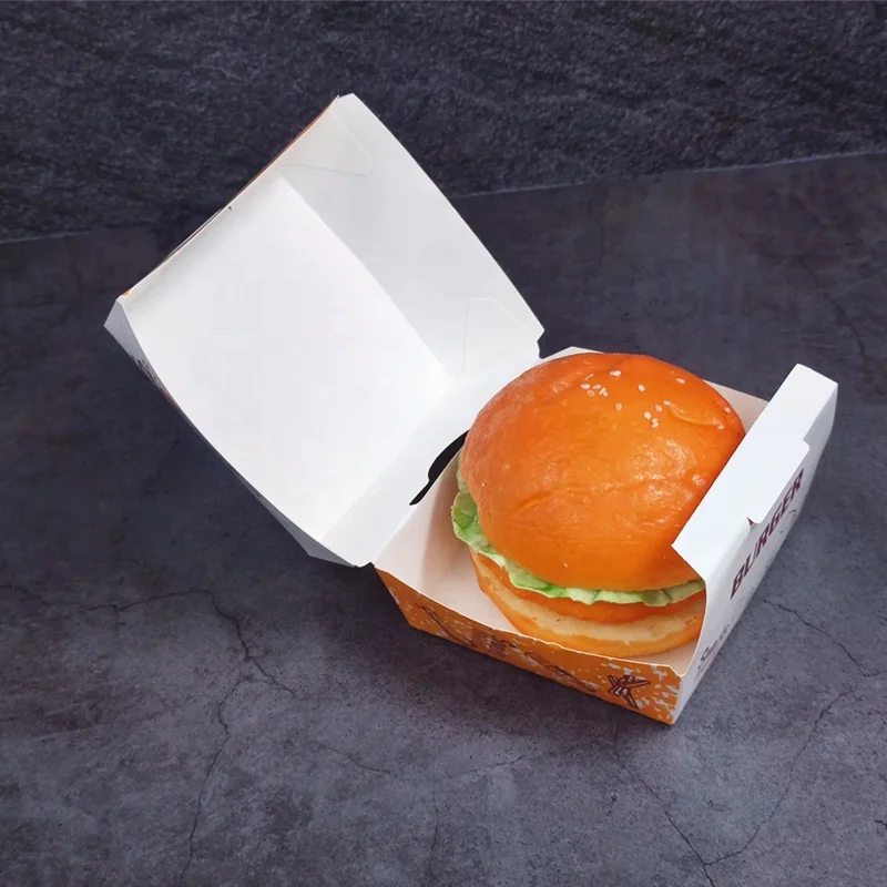 Wholesale Kraft Paper Fry Chicken Hamburger Packaging Box Hard Cardboard Black Custom Takeaway Burger Box For Fast Food