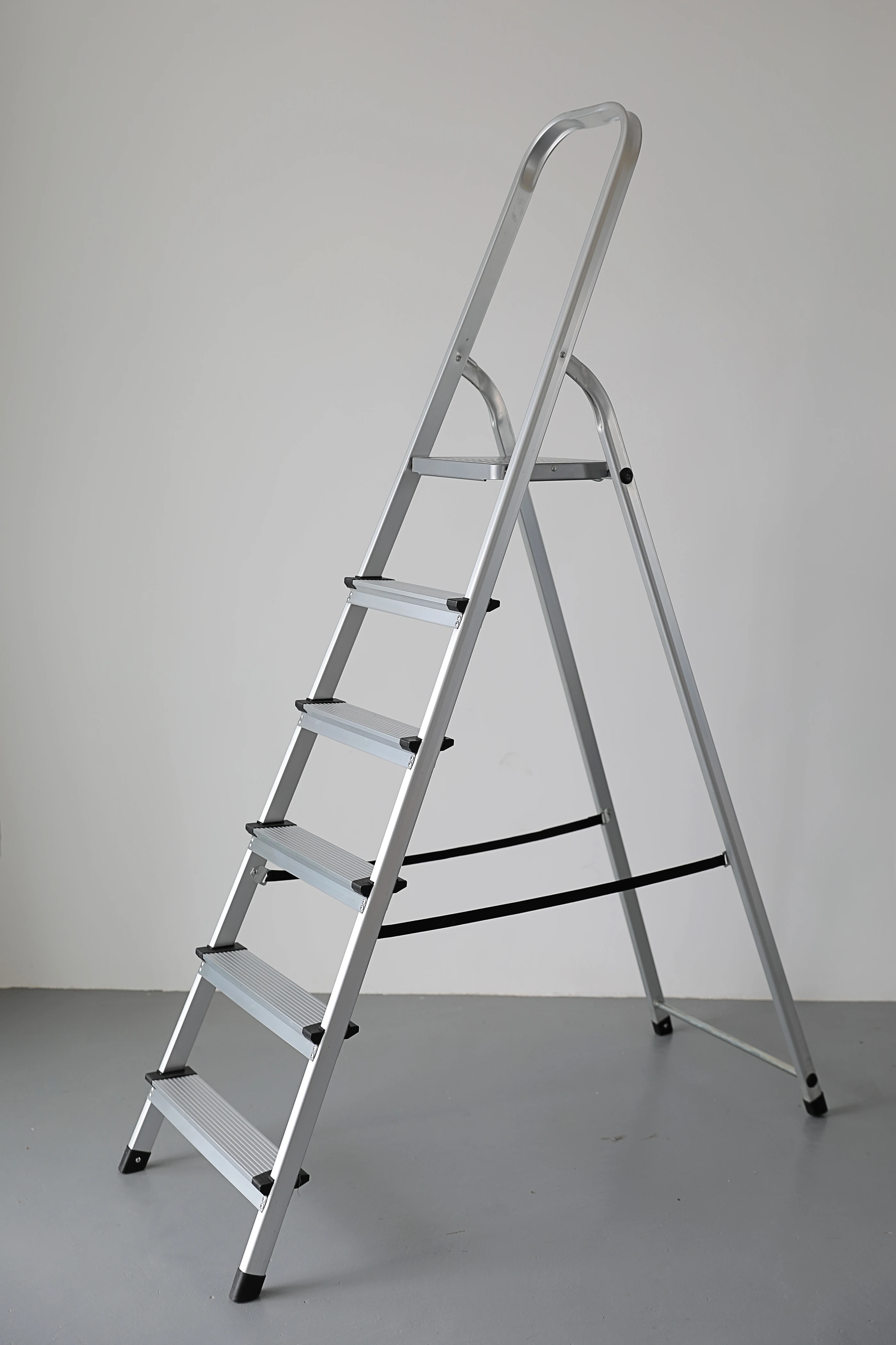 Extra wide step aluminum ladders aluminum top platform 6 step home use aluminum stepstools ladder with tool tray