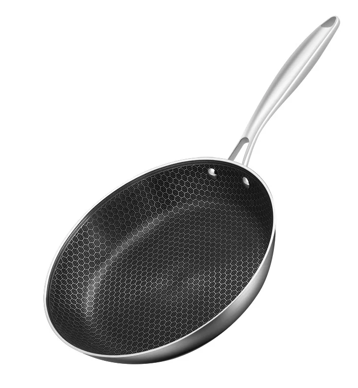 Non-stick Hybrid Cookware 304 Stainless steel Eco-friendly Honeycomb  Frying Pan hex clad Flat Pot induction Multi Functional