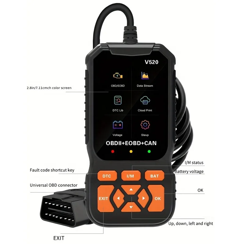 Plug Checking Car OBDII Auto Diagnostic Tool OBDII/EOBD Code Reader Scanner for 12V Vehicles Helps in Car Diagnostics Problem