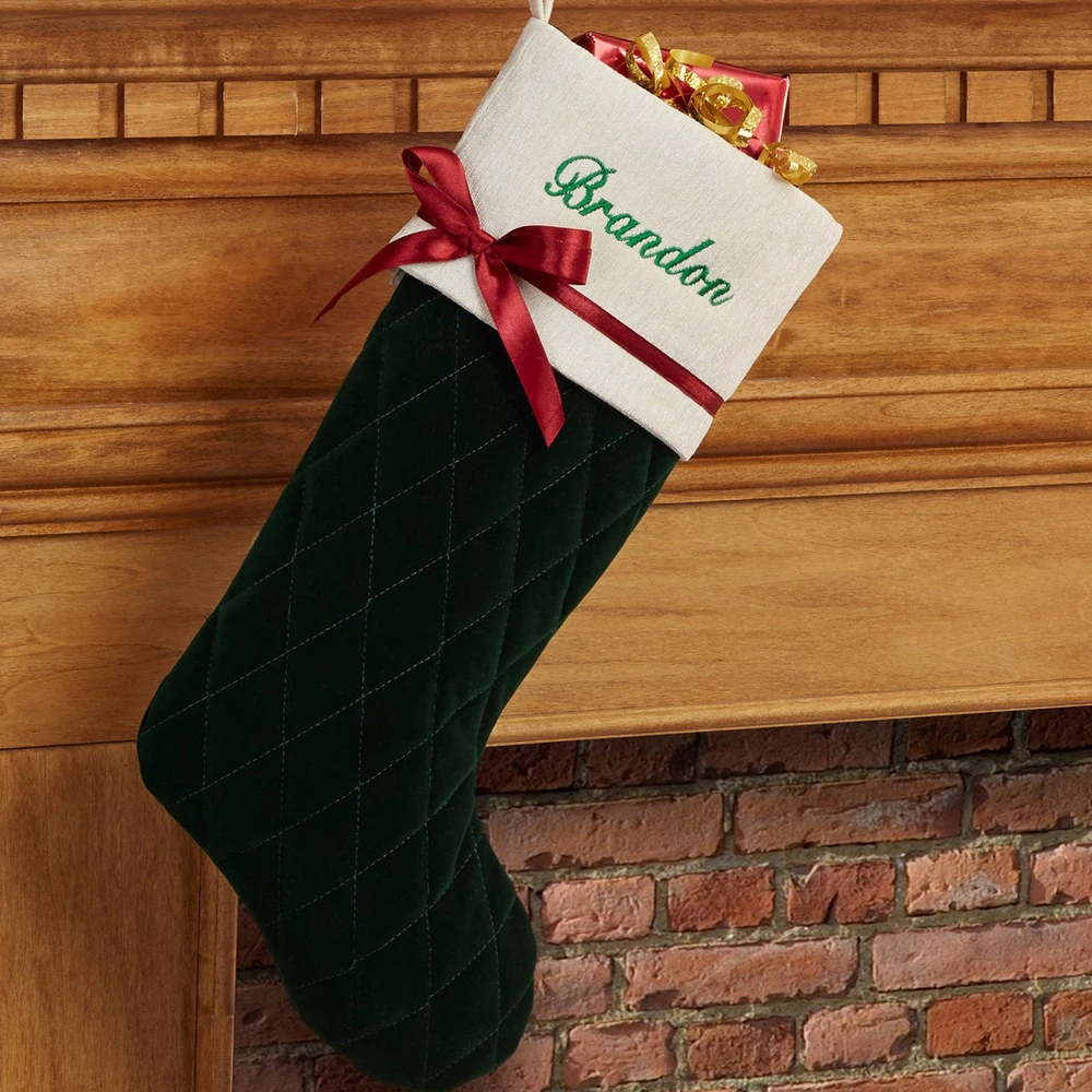 Wholesale Custom Kids Candy Storage Embroidery Santa Velvet Luxury Christmas Stocking