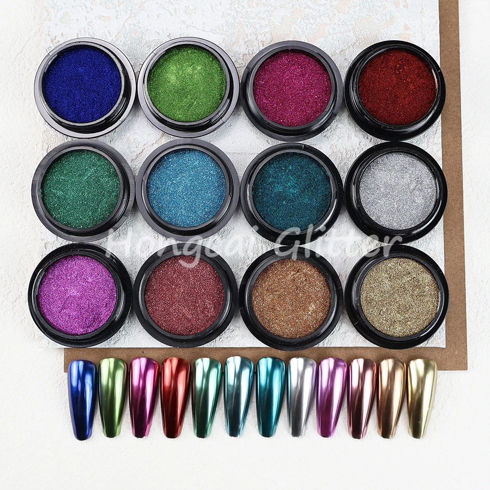 metallic effect shine nail mirror pigment chrome powder 27 colors DIY nails art