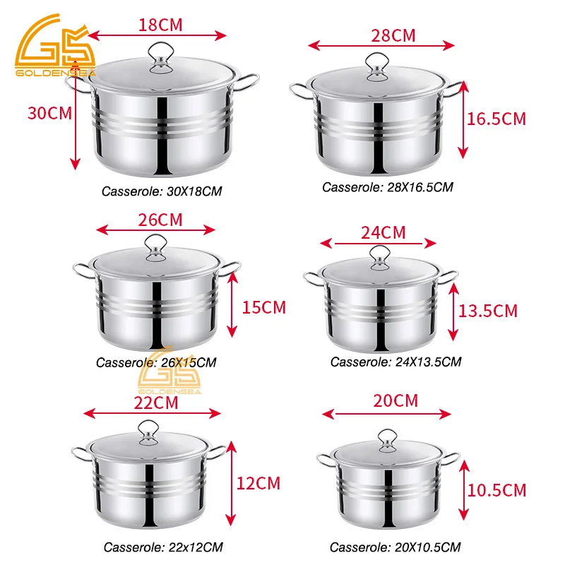 conjunto de panela inox kitchen utensils 12pcs white all cald heavy hot ware cooking stainless steel pots cookware sets