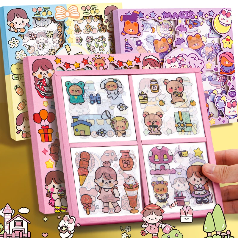 Eco Friendly pet Animal Custom Pattern Cute transparent decoration Die Cut stickers With Box