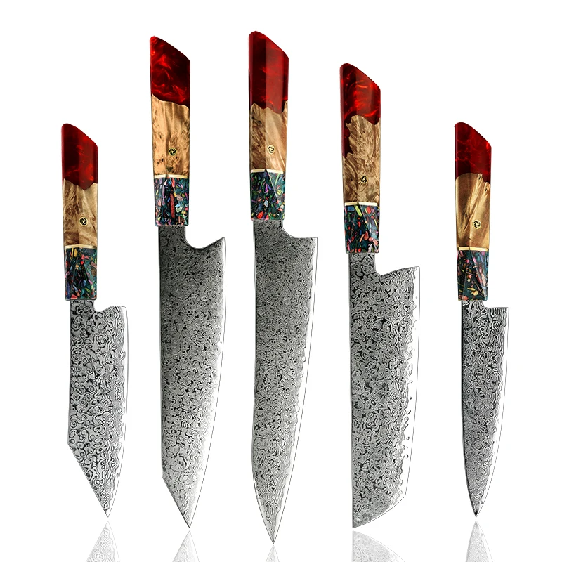 Набор японских ножей шеф-повара Santoku набор из 5 кухонных 67 слоев AUS