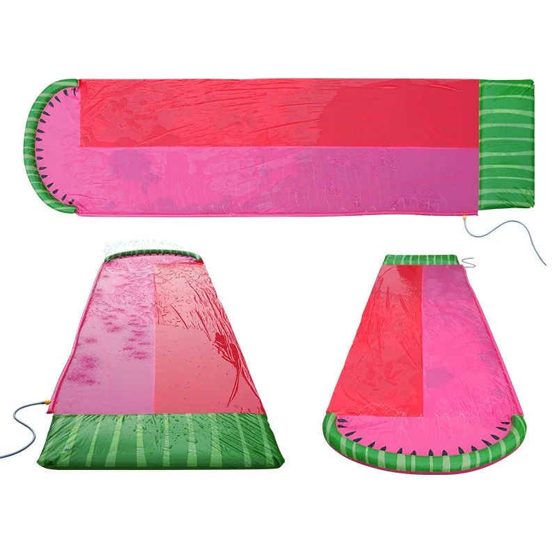 Backyard Garden Watermelon design Water Slide for Kids Racing Double Water Slides Mat Summer Spray mat for Outdoor