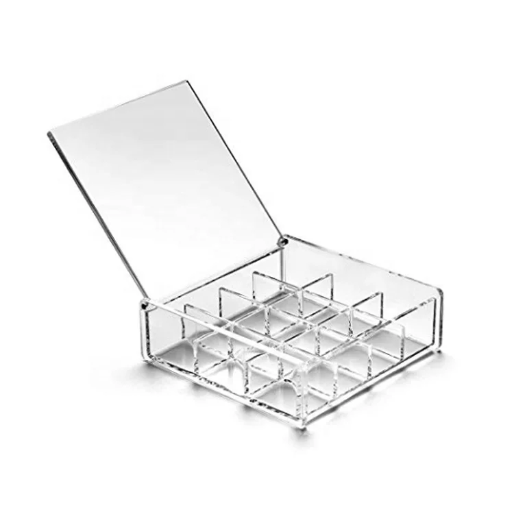 Square 12 Grids Clear Acrylic Jewelry Storage Box Organizer For Beads Earrings Rings