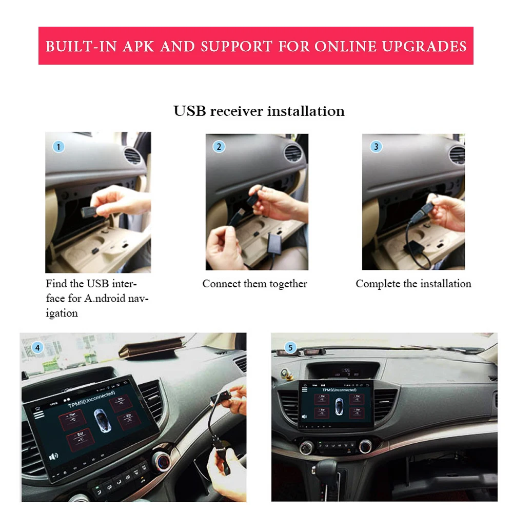  Заводская цена TPMS датчик Внешний USB приемник Android оригинальный экран монитор давления в шинах для автомобиля