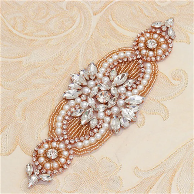 wedding bridal dress fashion wholesale pearl rhinestone applique for bridal party wedding evening decoration