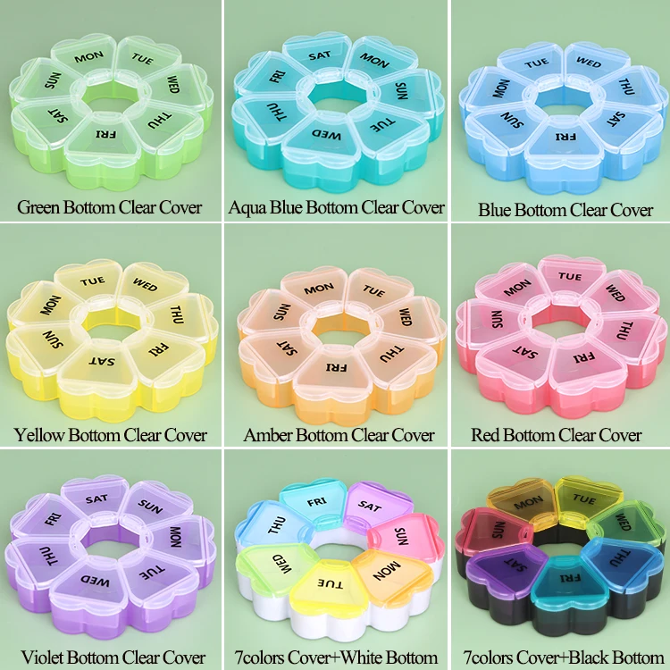 SUNSHING 7 Days Round Portable Medicine Pill Box Colorful Small Travel Vitamin Cases Container Storage Tablet Fish Oils Tools