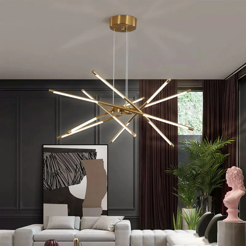 Post modern Hotel Home Kitchen golden chandeliers creative acrylic led pendant lights