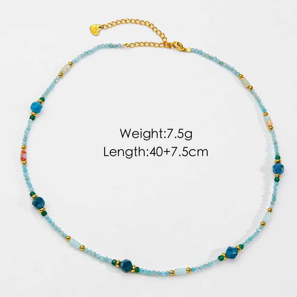 Yoga Energy African Jade Beads Choker Necklace Stainless Steel Link Chain White Crystal Natural Stone Pendant Necklace