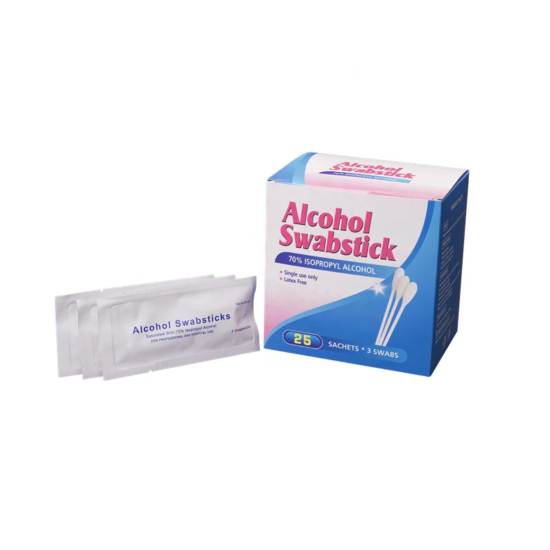 Private Label Service 70% Isopropyl Alcohol Swabsticks Disposable 70% IPA Swabsticks