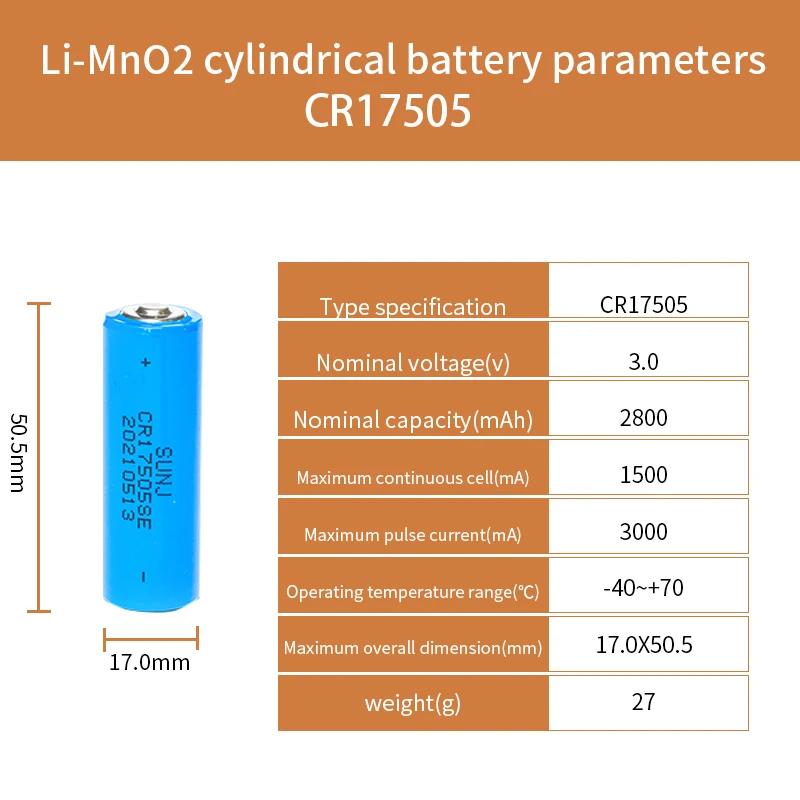 Limno2 Cell 3V Cr17505 Lithium Ion Batteries Primary Battery Primary Batteries