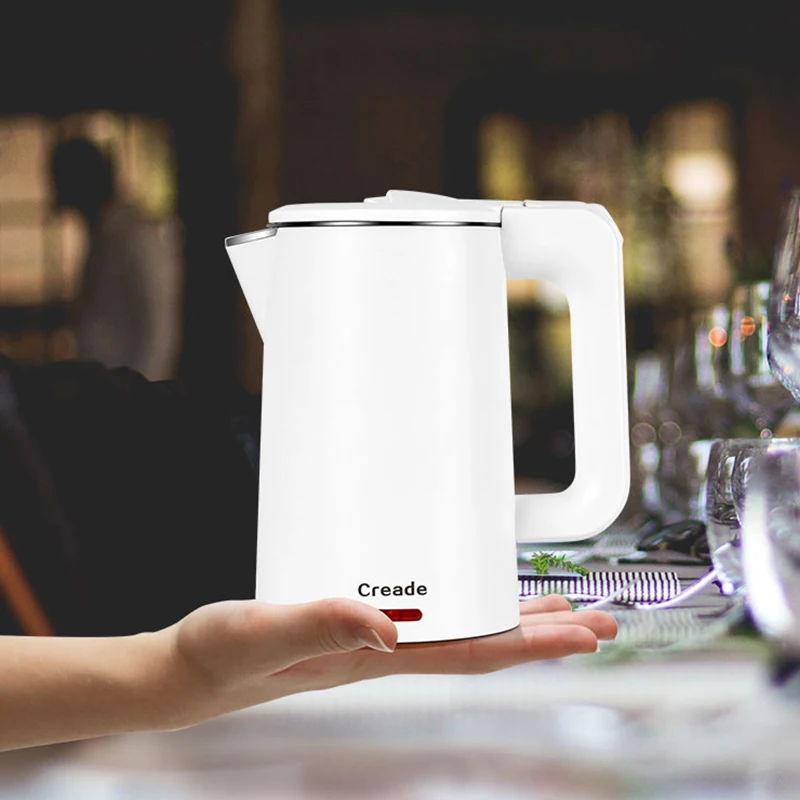 Factory Wholesale 1.0L Small Capacity Electric Kettle with 304 Stainless Steel Double-layer Anti-scald Water Boiling Kettle