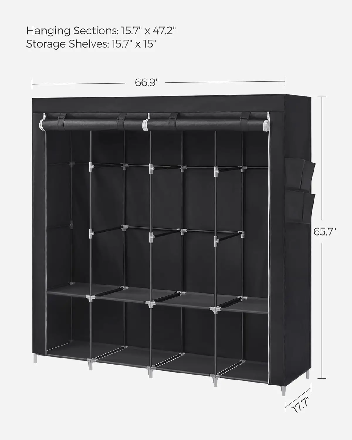 Modern Storage Hanging Clothes Portable Plastic Stackable Wardrobe Organizer Bedroom Furniture 12 Doors With Shoe Rack