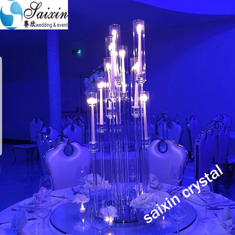 ZT-323G-M beautiful gold metal candle holder with glass tubes