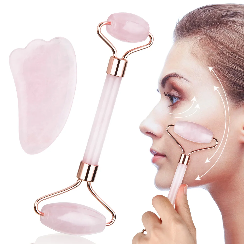 Trending products 2022 new arrivals natural jade roller and gua sha set jade facial roller massager