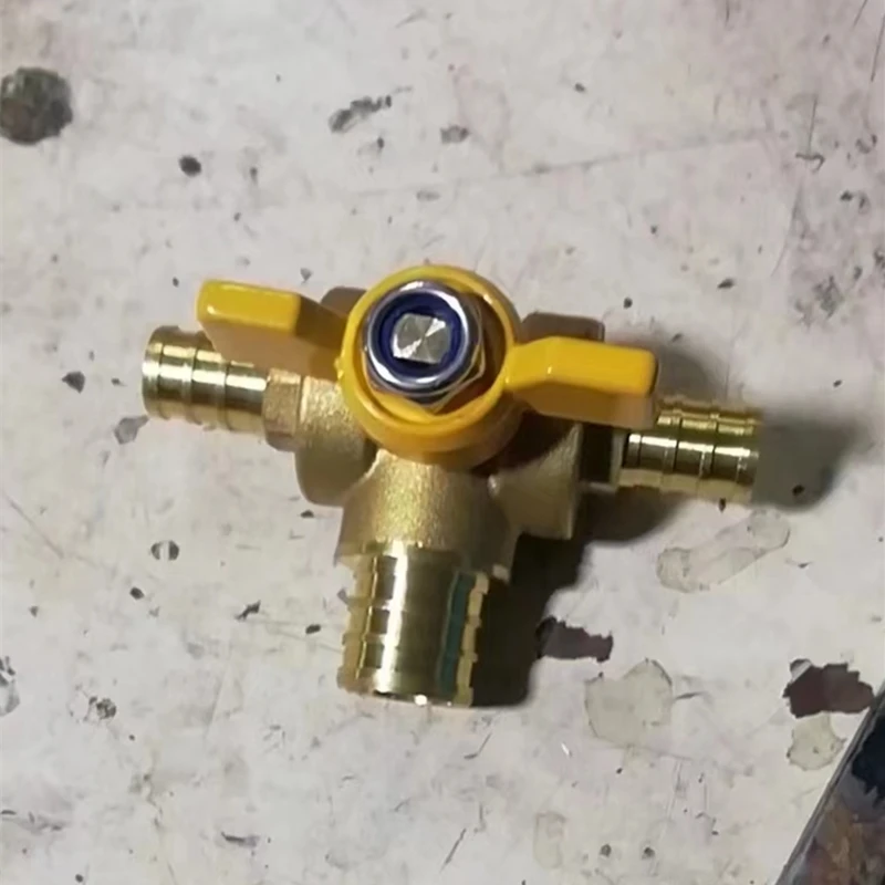 Brass 3 Way 3/8' x 5/8' x 3/8' PEX Ball Valve Custom Automobile Heater Hose Three Way Ball Valve