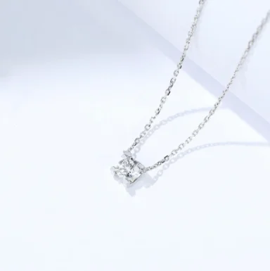 Lab grown diamond necklace dainty solitaire necklace 18k white gold diamond necklace lab diamond
