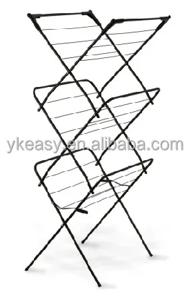 Stable and Sturdy Painted Steel Foldable Laundry Rack Washing Line Drying Length 14m 3 Tier drying rack for clothing