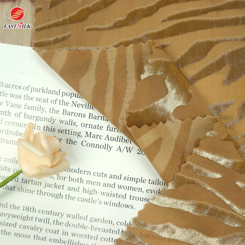 Manufacture cloth material polyester nylon stretch velboa velvet fabrics luxury burnout velvet fabric for dresses