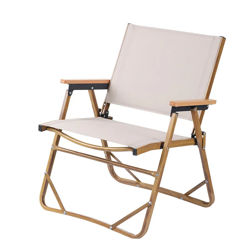 Custom Logo Portable Lightweight Aluminum Wood Grain Beach Garden Outdoor Low Folding Camping Chair