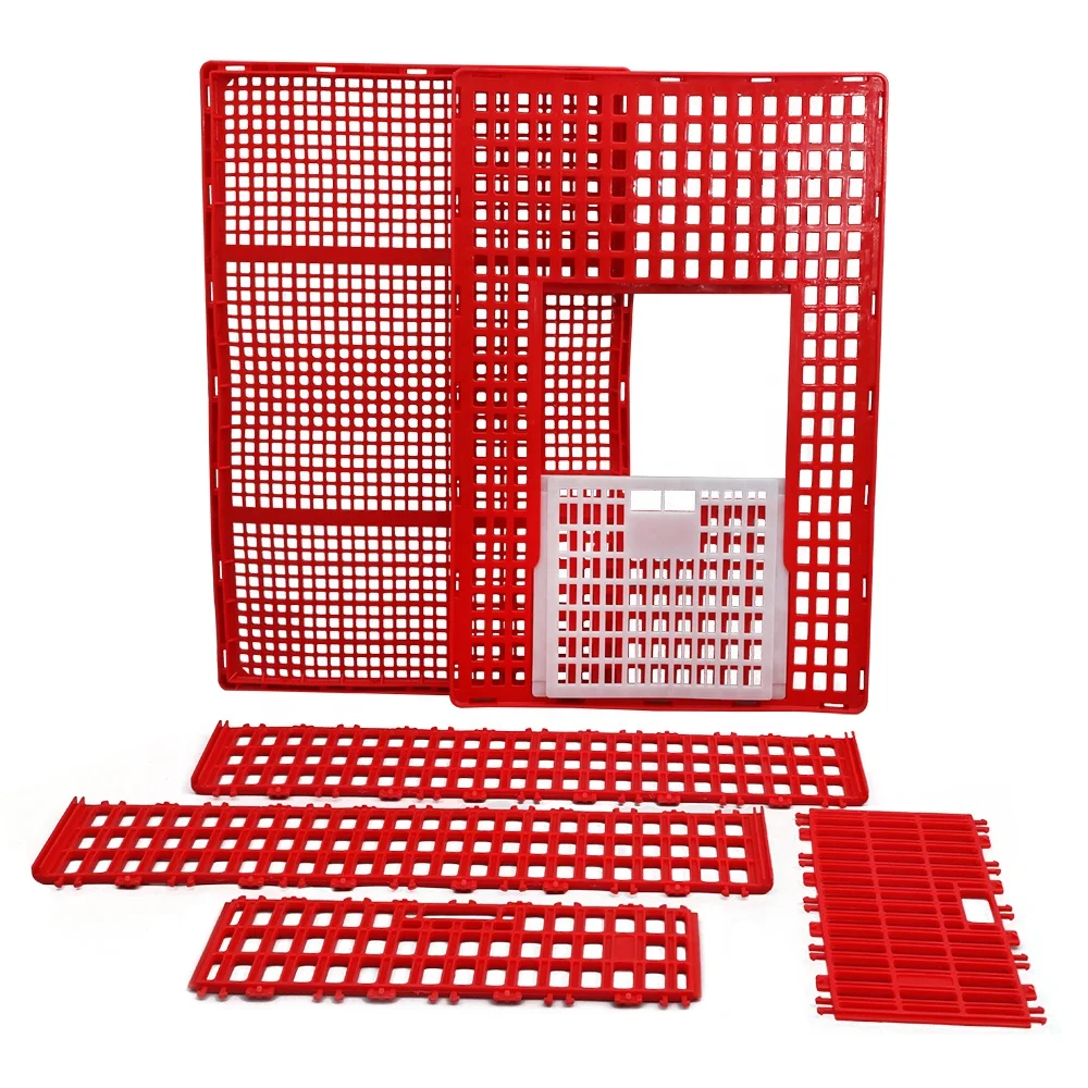 Easy grabbing 16 chickens hold large 900*600*270 mm disassembled foldable plastic poultry crate / transport coop