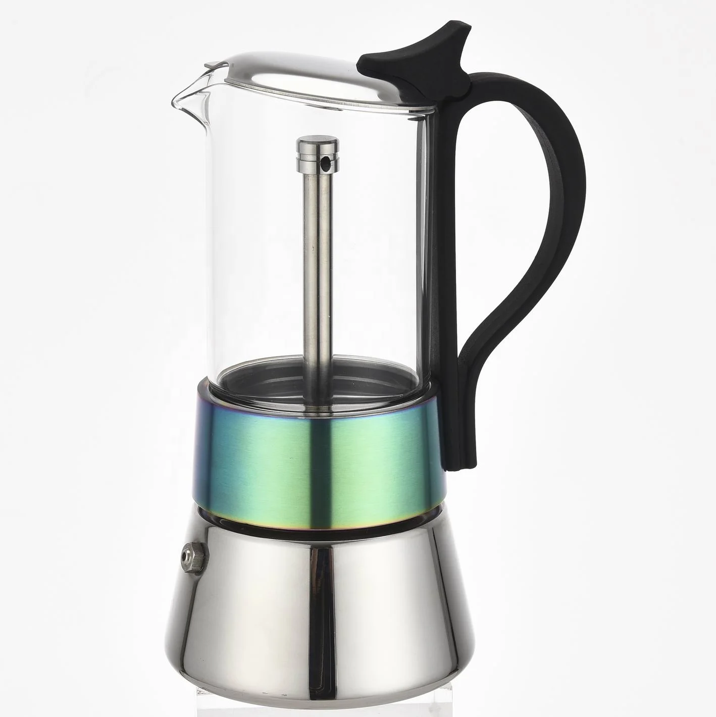 OEM china factory supplier traditional steel with glass top moka pot cafetera espresso coffee maker