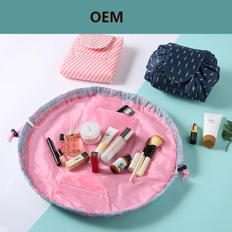 OEM oxford drawstring design fashion travel  cosmetic storage beauty Hot selling  large pouch girl makeup bag