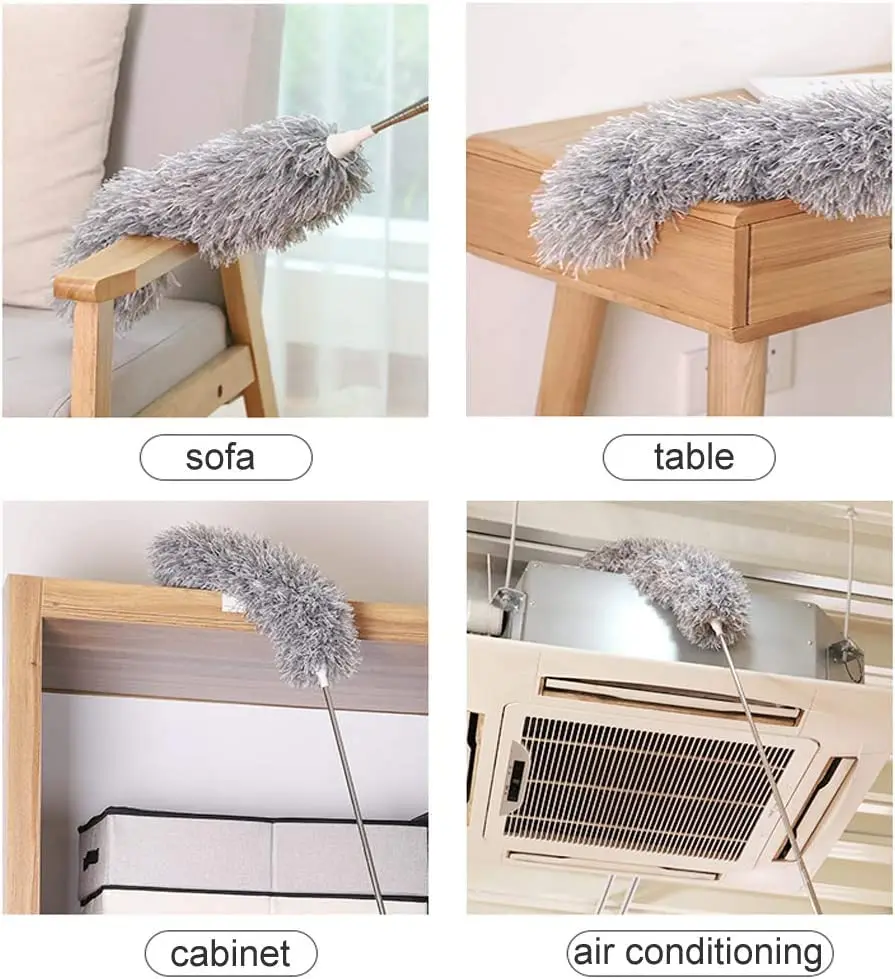 OEM Adjustable  Microfiber Duster  telescopic pole Feather Fan Keyboard Feather Computer Car Cleaning Brush
