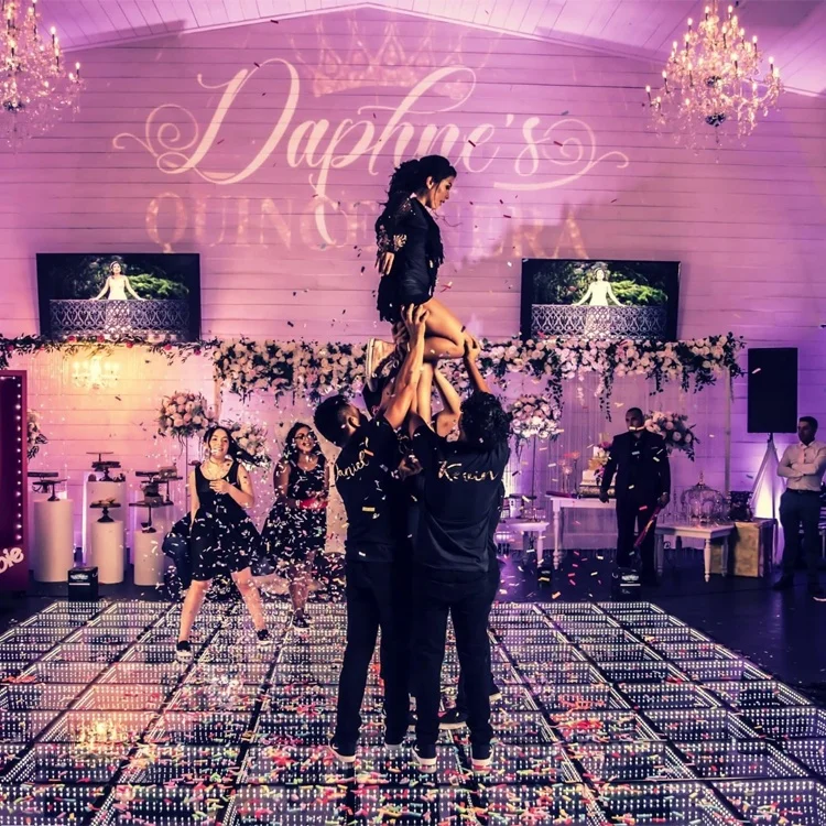 diy kids magnet light up led twinkle starlit 3d mirror dance floor platform for sale