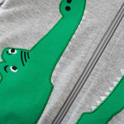 
New Arrival Cartoon Dinosaur Printed Zipper Boys Jacket With Hooded 