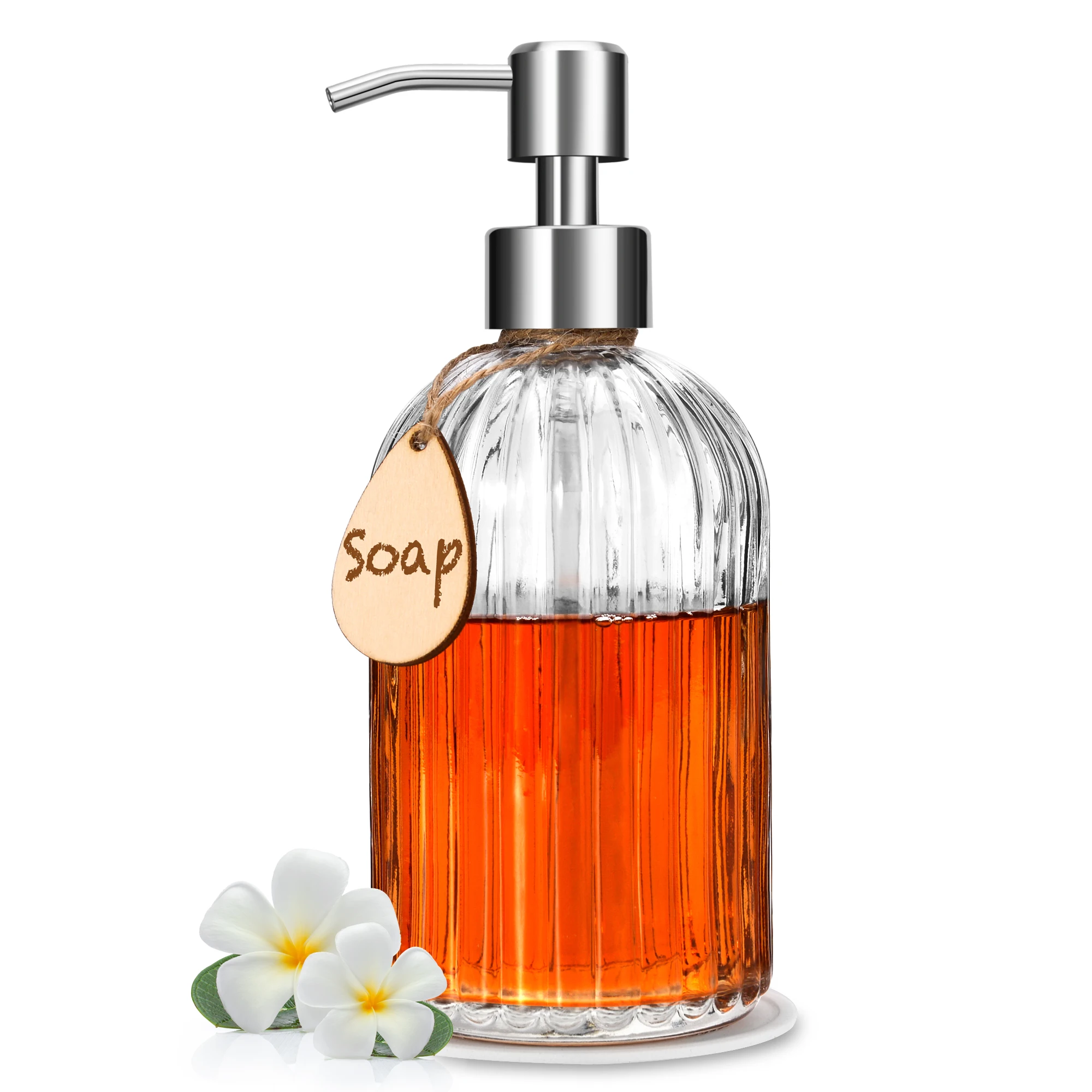 
Soap Dispenser with Non-Slip Silicone Pad Dish & Hand Soap Dispenser Rust Proof SS304 Pump Ideal for Kitchen Dish Soap, Bathroom 